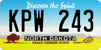 ND license plate KPW243