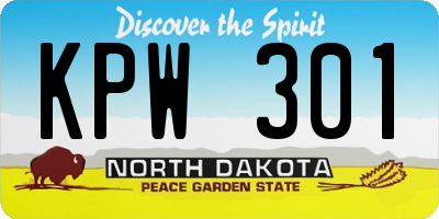 ND license plate KPW301