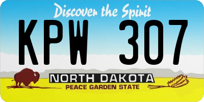 ND license plate KPW307