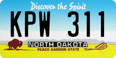 ND license plate KPW311