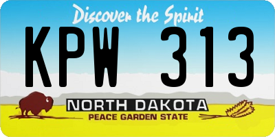 ND license plate KPW313
