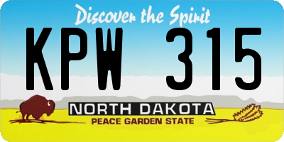 ND license plate KPW315