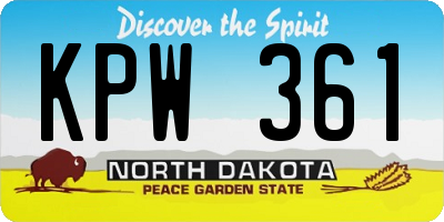 ND license plate KPW361