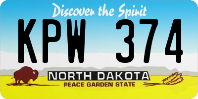 ND license plate KPW374