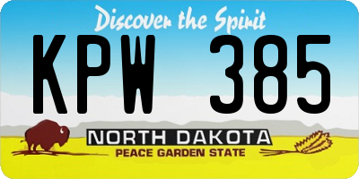 ND license plate KPW385