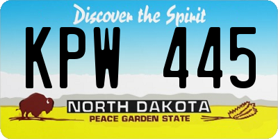 ND license plate KPW445
