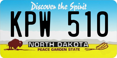 ND license plate KPW510