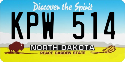 ND license plate KPW514