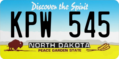 ND license plate KPW545