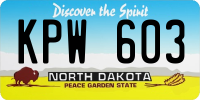 ND license plate KPW603