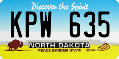 ND license plate KPW635