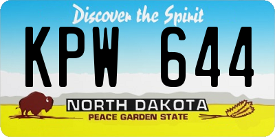 ND license plate KPW644