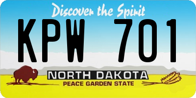 ND license plate KPW701