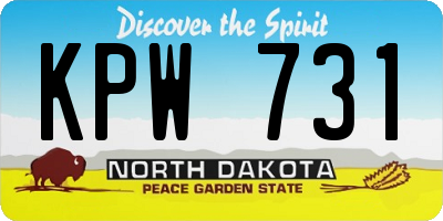 ND license plate KPW731