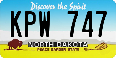ND license plate KPW747