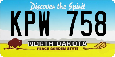 ND license plate KPW758