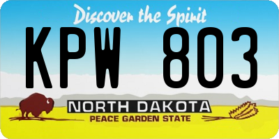 ND license plate KPW803