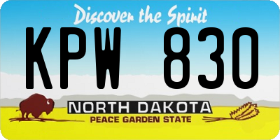 ND license plate KPW830