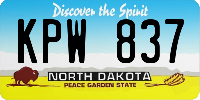 ND license plate KPW837