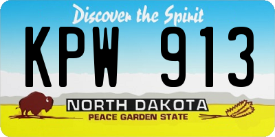 ND license plate KPW913