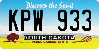 ND license plate KPW933