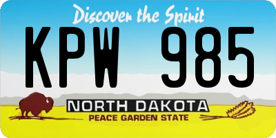 ND license plate KPW985
