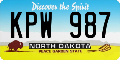 ND license plate KPW987