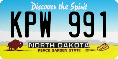 ND license plate KPW991