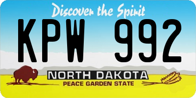ND license plate KPW992