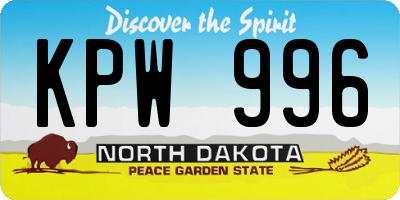 ND license plate KPW996