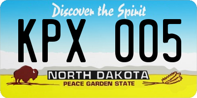 ND license plate KPX005