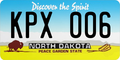 ND license plate KPX006