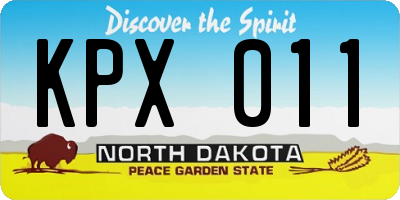ND license plate KPX011