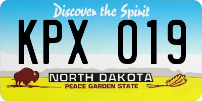 ND license plate KPX019
