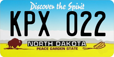 ND license plate KPX022