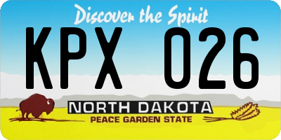 ND license plate KPX026