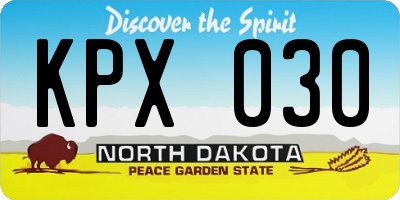 ND license plate KPX030