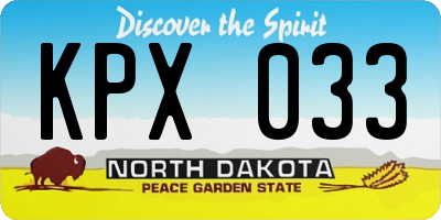 ND license plate KPX033