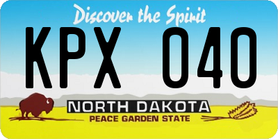 ND license plate KPX040