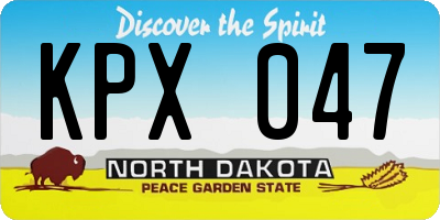 ND license plate KPX047