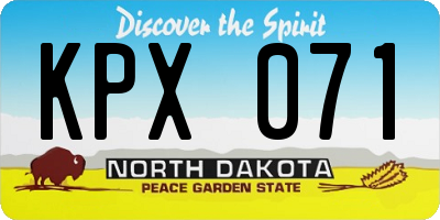 ND license plate KPX071