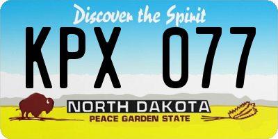 ND license plate KPX077