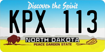 ND license plate KPX113