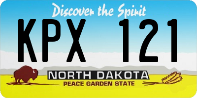 ND license plate KPX121