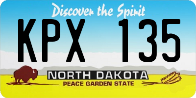 ND license plate KPX135