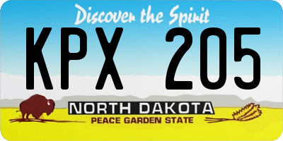 ND license plate KPX205