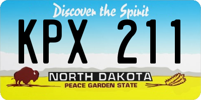 ND license plate KPX211