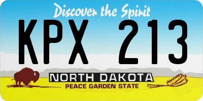 ND license plate KPX213