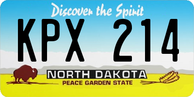 ND license plate KPX214