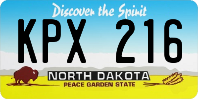 ND license plate KPX216
